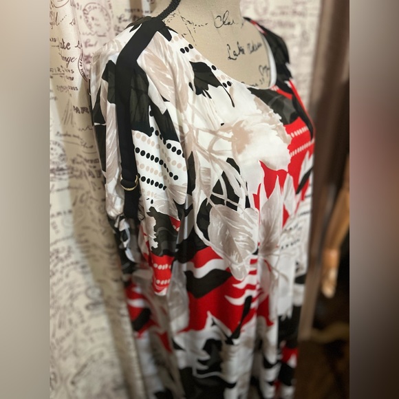 62-Calvin Klein Floral Print Jersey Slip Dress Short Sleeve Multicolor 1X - Picture 3 of 5